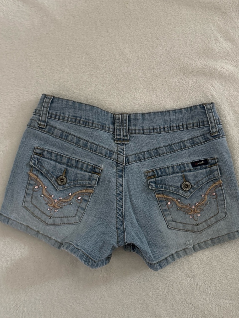 2000s y2k Angels Jeans Light Blue Denim Low-Rise Shorts size 3 - Picture 2 of 6
